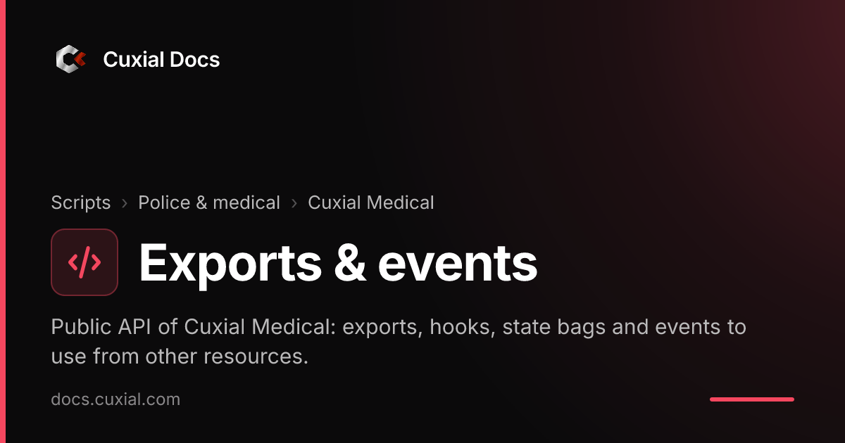 Exports & events | Cuxial Docs